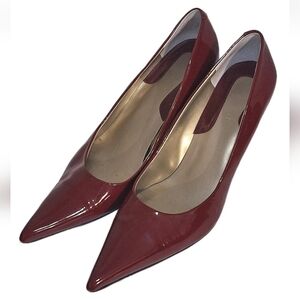Nine West Womens Size 9.5M Red Patent Leather High Heels Pumps Pointed Toe